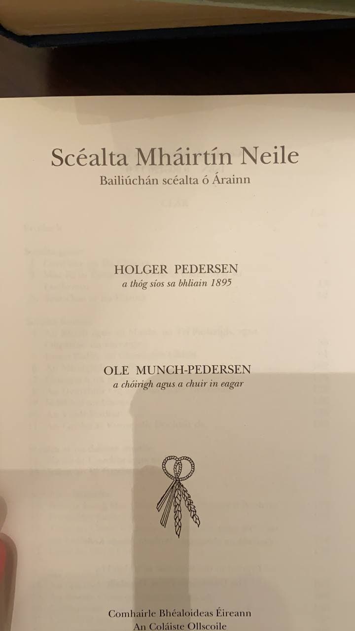 Irish language book 'Scéalta Mháirtín Neile' by Pedersen